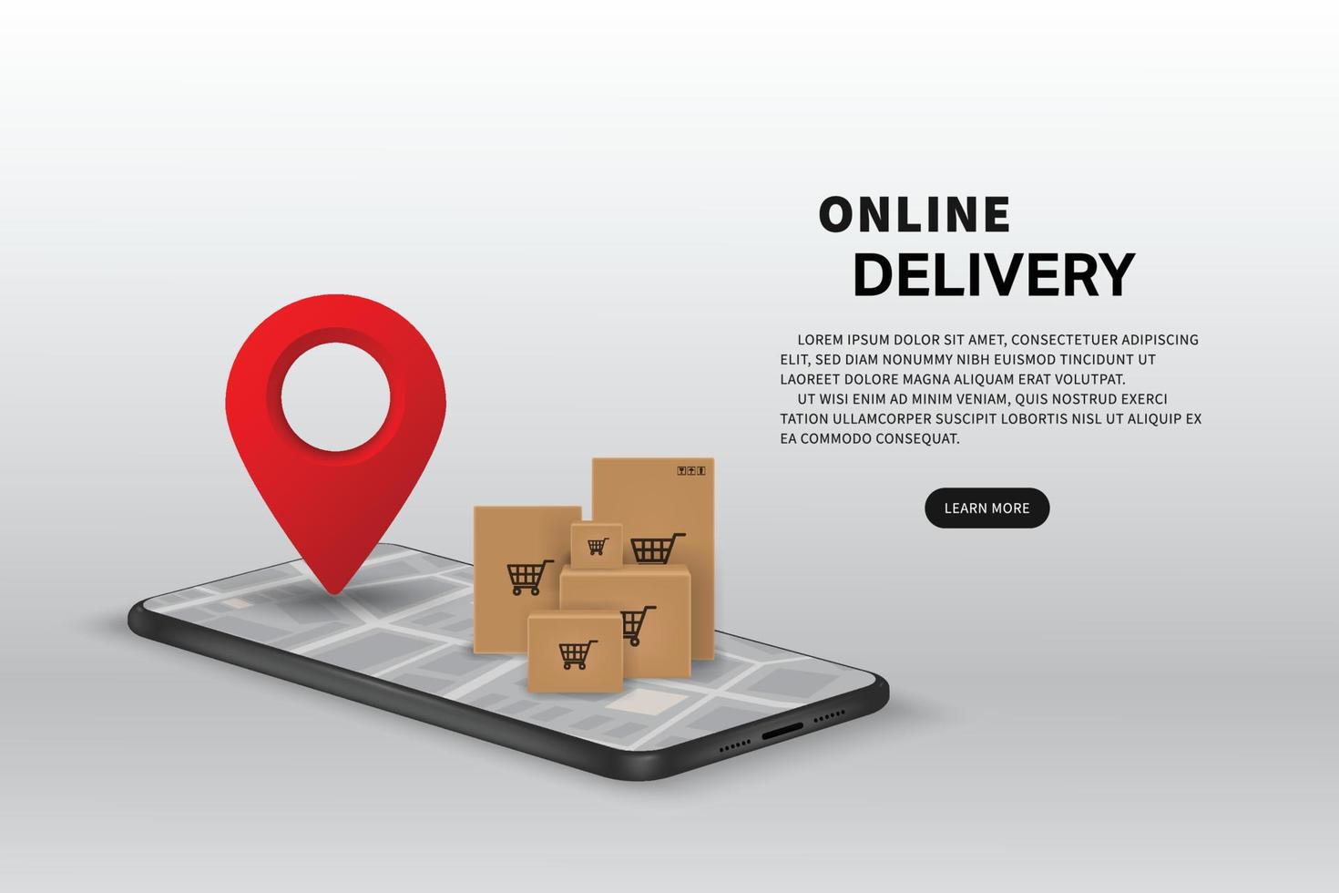 Vector fast delivery concept. Smart phone application. Template banner design.