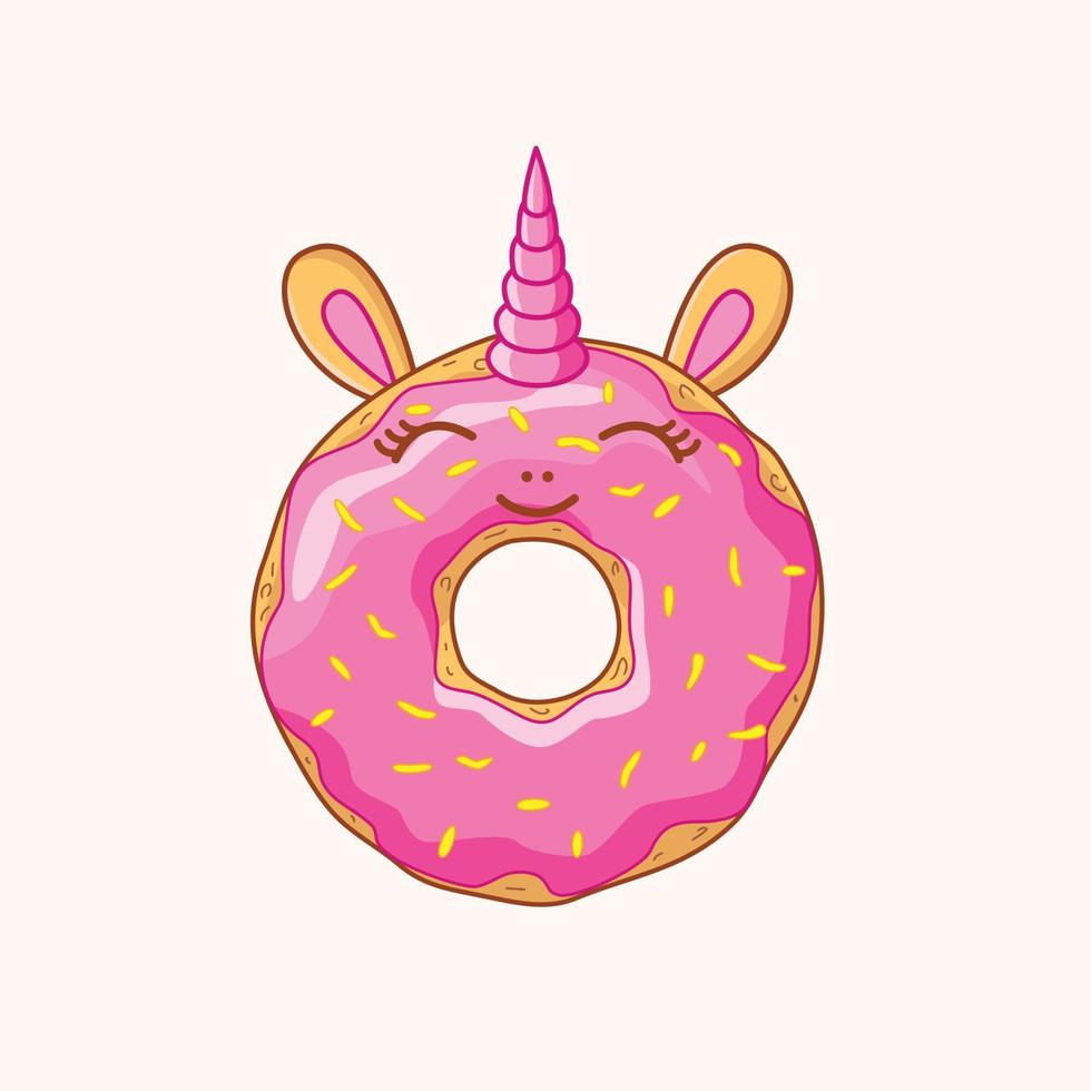 Vector drawing donut unicorn.