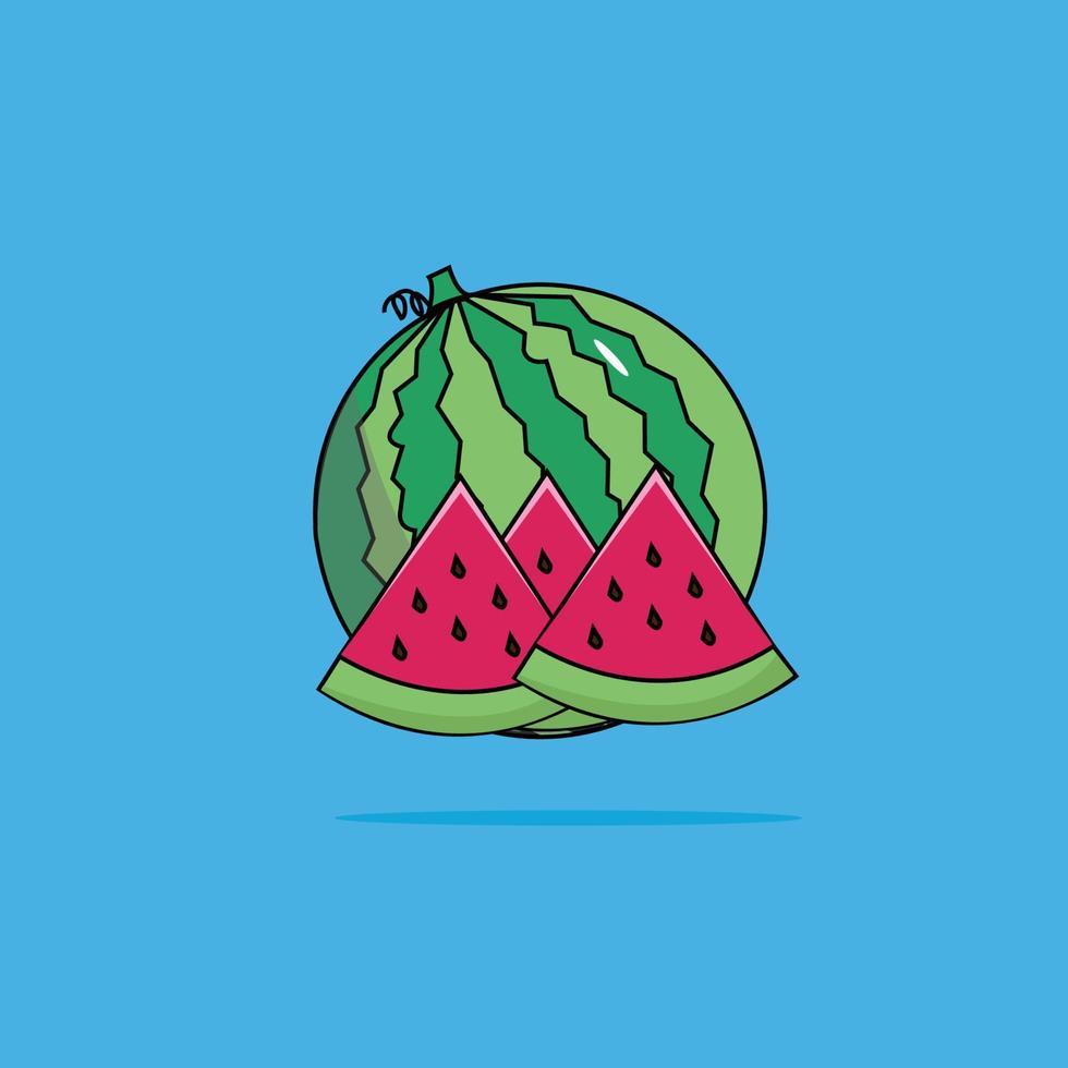 diseño de ilustración de fruta de sandía reducido a la mitad vector