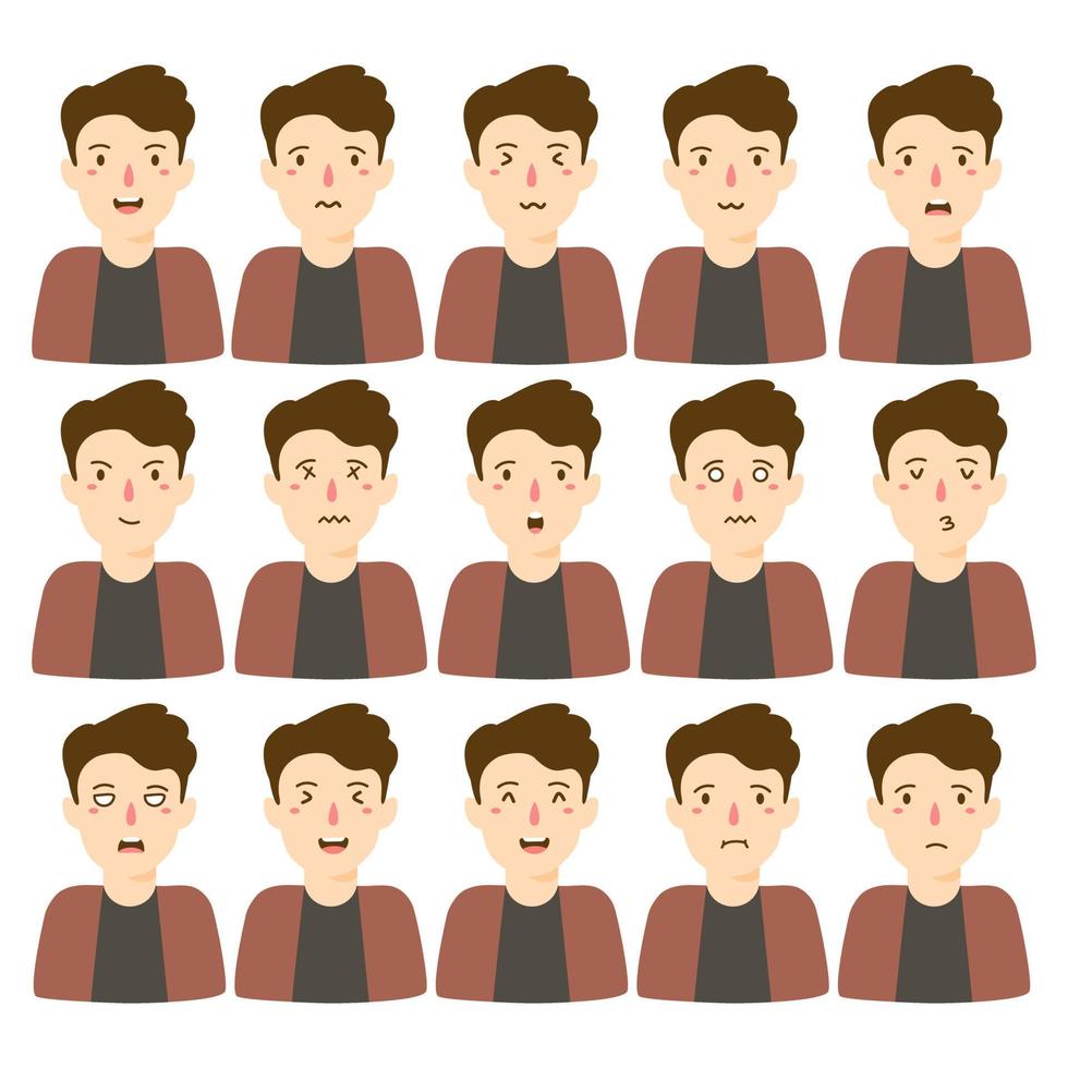 Collection of young people emotions vector