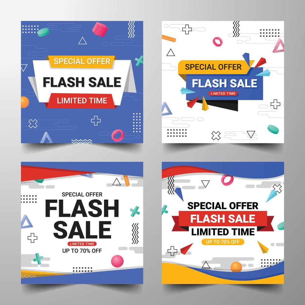 Abstract Flash Sale Social Media Post Collection vector