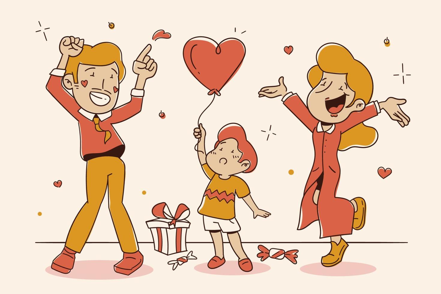 ilustración de dibujos animados de familia feliz vector