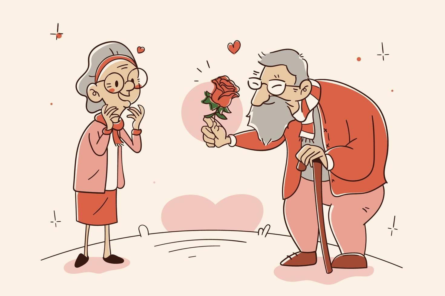Old Couple Cartoon Illustration vector