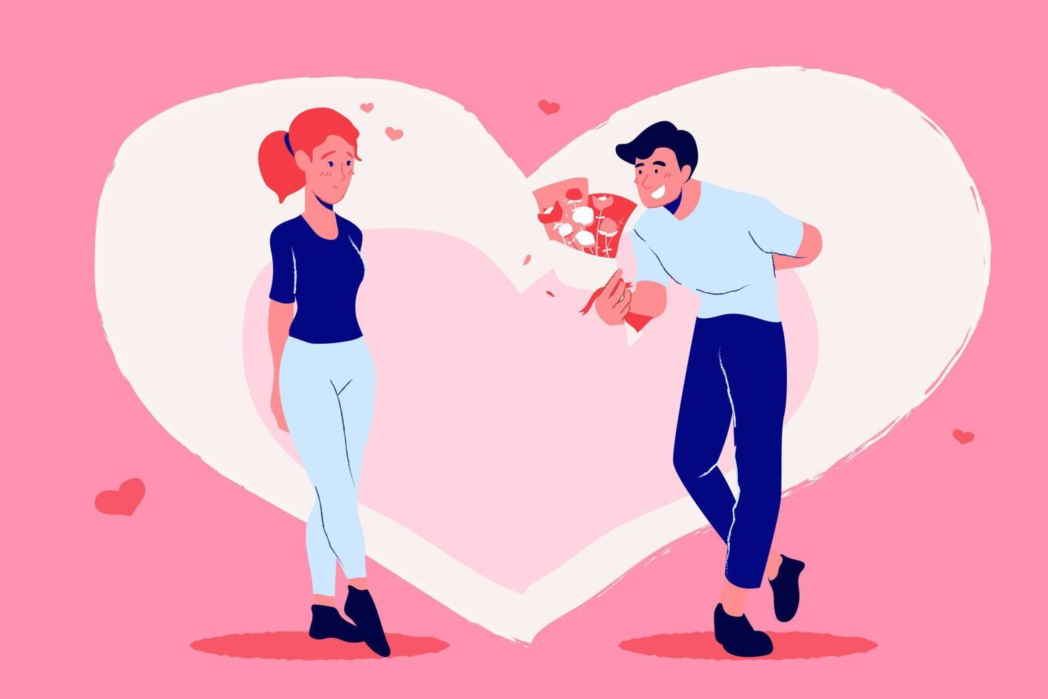 a Man Flirting Woman Flat Illustration vector