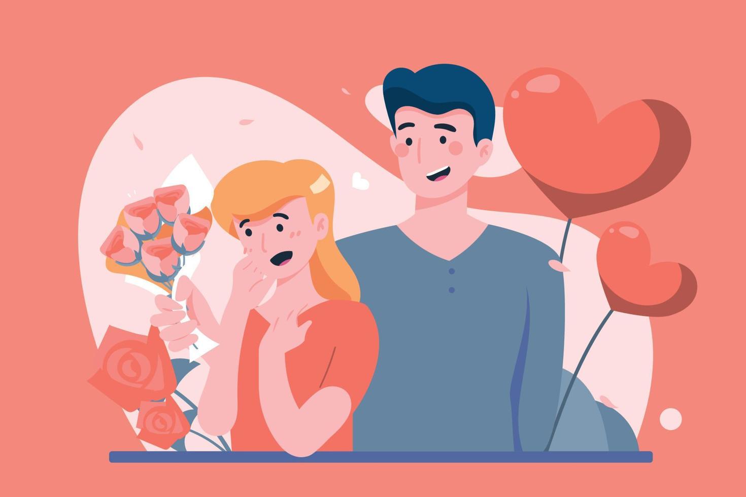 pareja amor ilustración plana vector