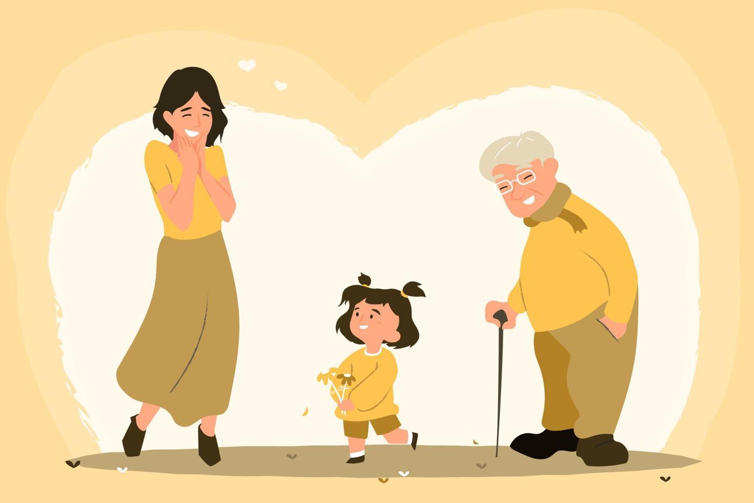 3 generations Flat Illustration vector