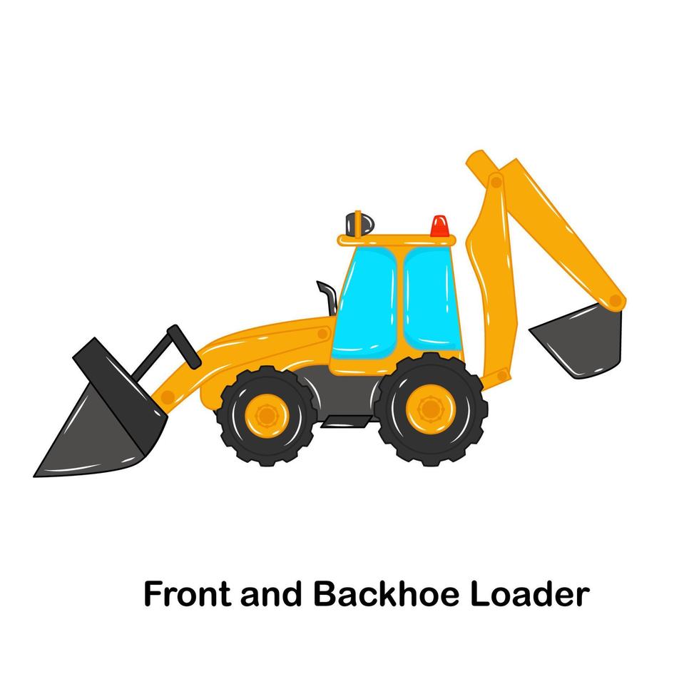 Front and backhoe loader Construction vehicle vector