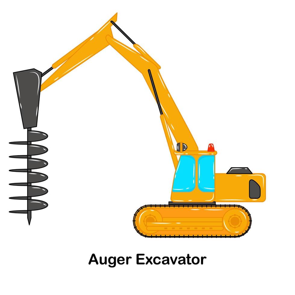 Auger excavator Construction vehicle vector