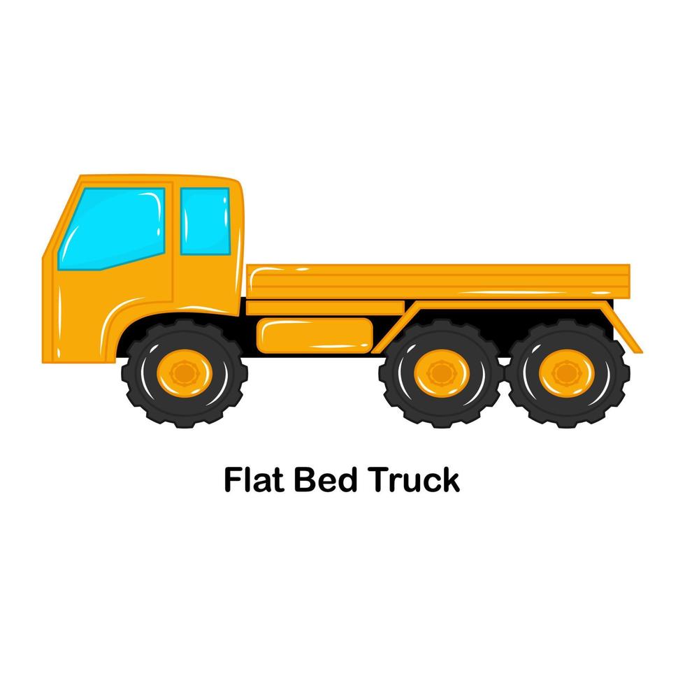 Flat bed truck Construction vehicle vector