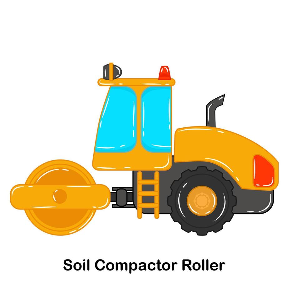 Soil compactor roller Construction vehicle vector