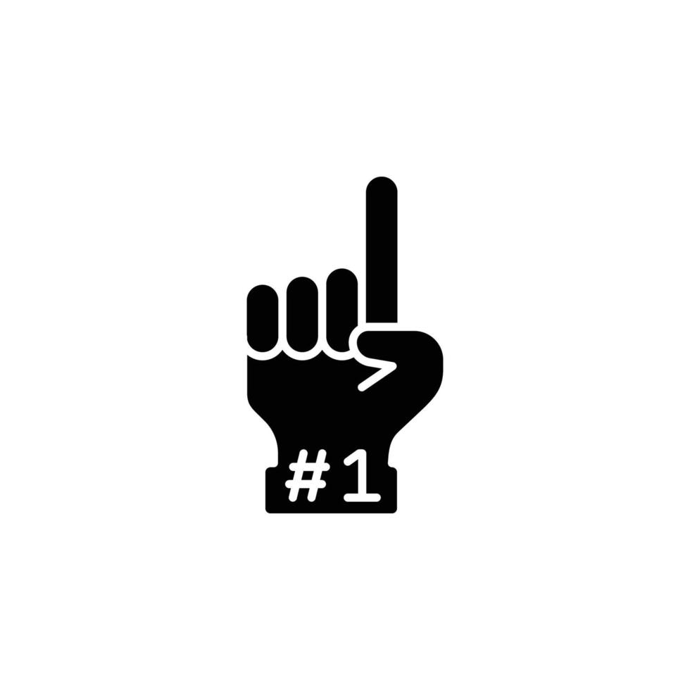 Number 1 foam glove icon. Simple solid style. Fan logo hand with finger up. glyph vector illustration isolated on white background. EPS 10.