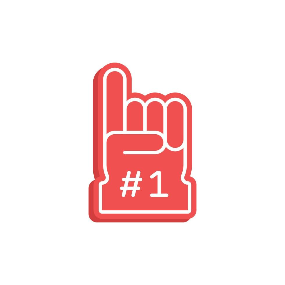 Number 1 foam glove icon. Simple flat style. Fan logo hand with finger up. Vector illustration isolated on white background. EPS 10.