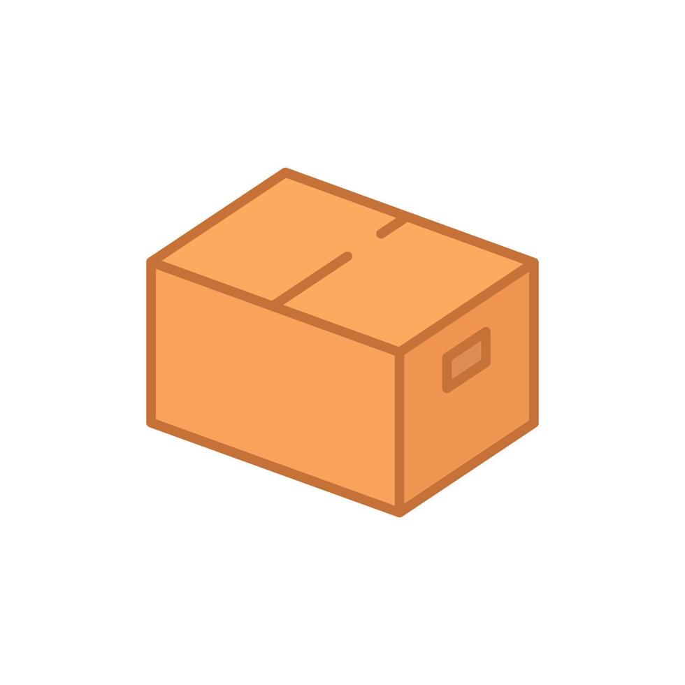 icono de caja estilo plano sencillo. cartón, paquete de entrega, concepto de paquete. diseño de ilustración de vector de contorno lleno aislado sobre fondo blanco. eps 10.