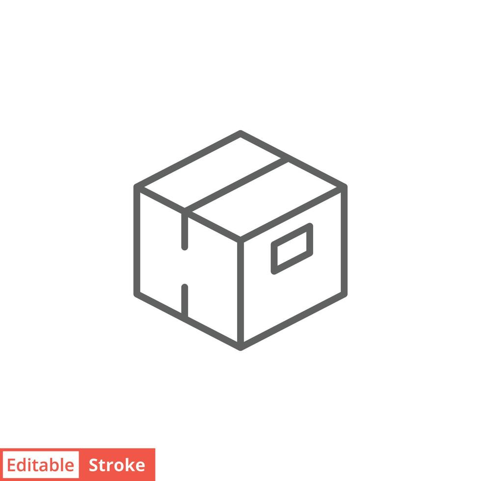 Box icon. Simple outline style. Cardboard, delivery package, parcel concept. Thin line vector illustration design isolated on white background. Editable stroke EPS 10.