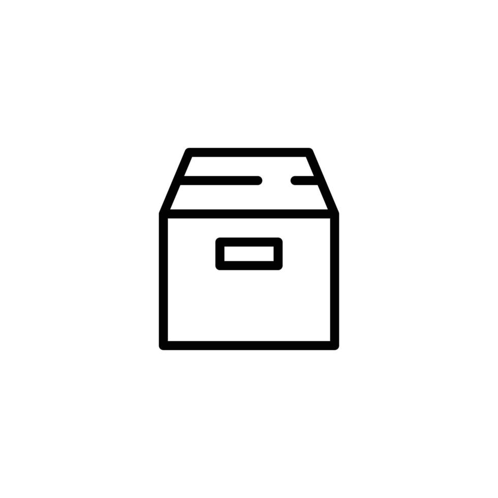 icono de caja estilo de esquema simple. cartón, paquete de entrega, concepto de paquete. diseño de ilustración de vector de línea delgada aislado sobre fondo blanco. eps 10.