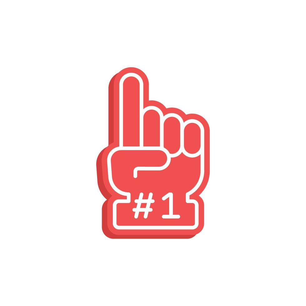 Number 1 foam glove icon. Simple flat style. Fan logo hand with finger up. Vector illustration isolated on white background. EPS 10.