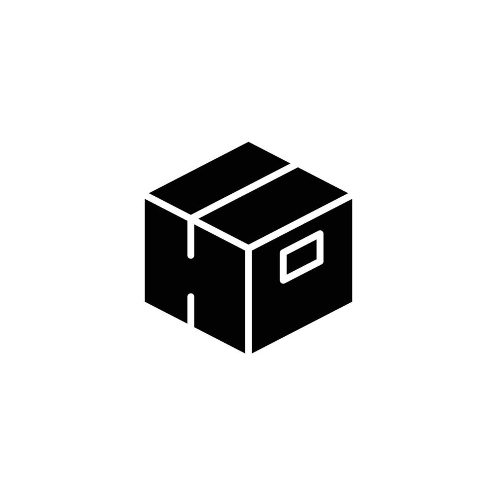 icono de caja estilo sólido simple. cartón, paquete de entrega, concepto de paquete. diseño de ilustración de vector de glifo aislado sobre fondo blanco. eps 10.