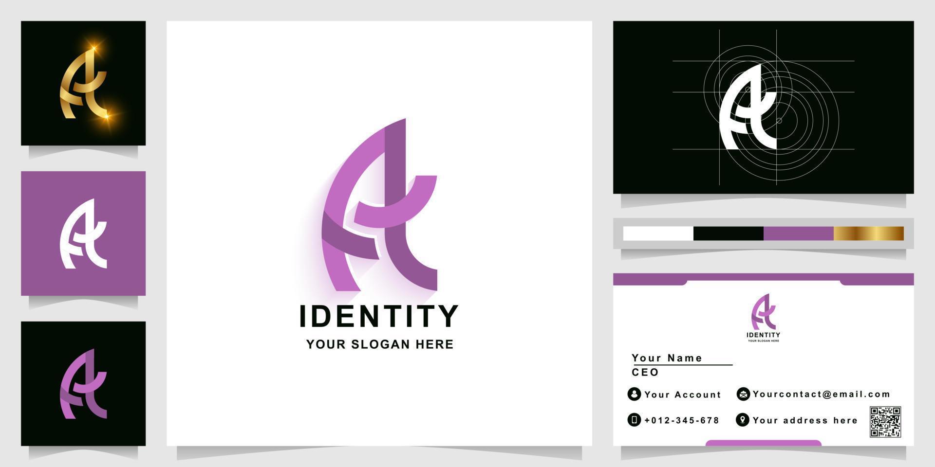 Letter A or ft monogram logo template with business card design vector