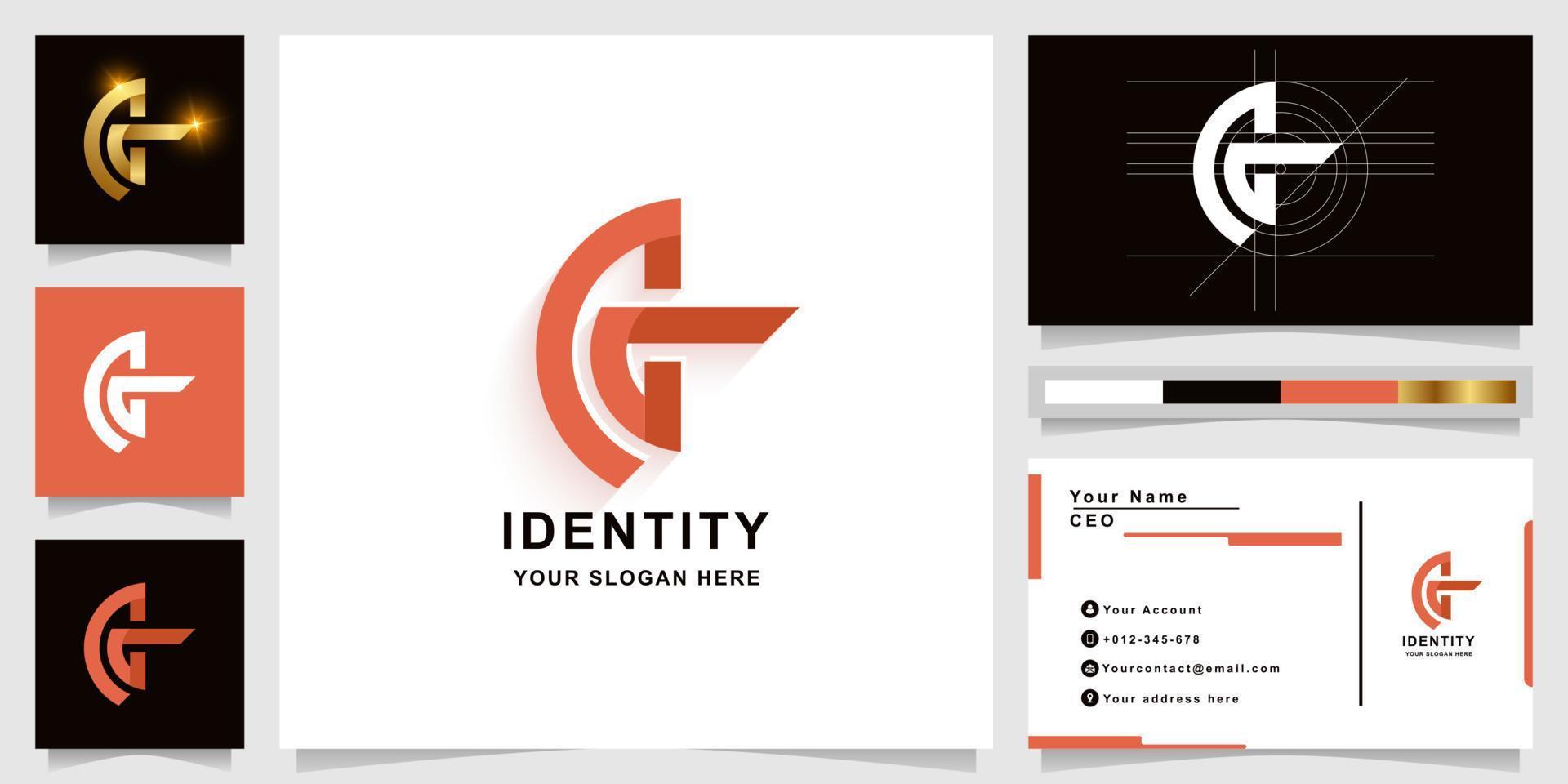 Letter AG or CG monogram logo template with business card design vector