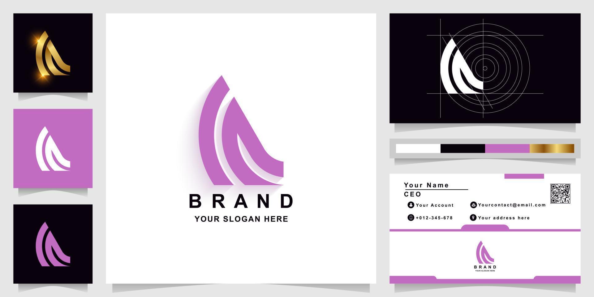 Letter aa or a monogram logo template with business card design vector