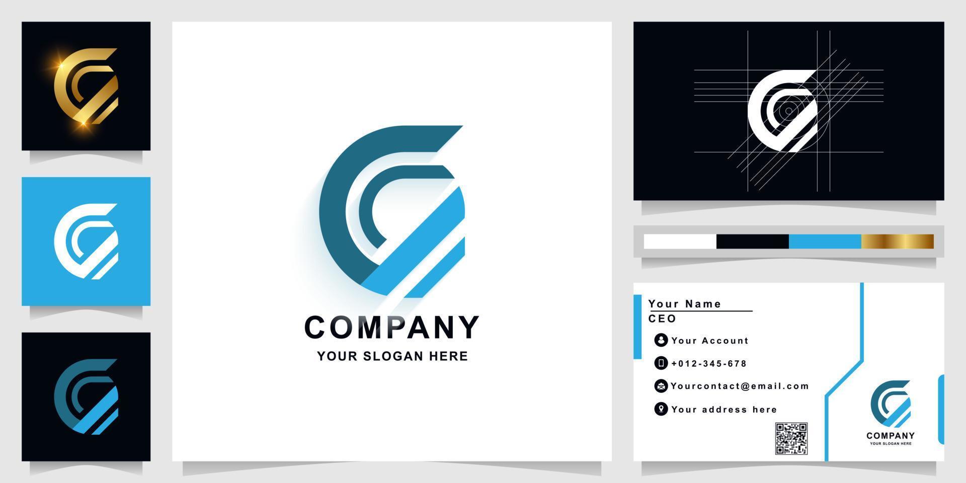 Letter c or c9 monogram logo template with business card design vector