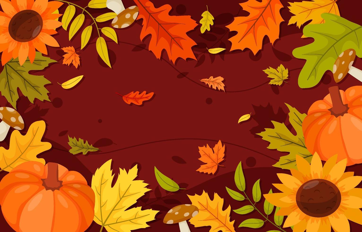 Fall Autumn Floral and Leaves Background vector