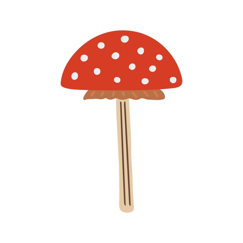 Hand drawn vector illustration of fungus. Poisonous inedible mushrooms. Cartoon style.