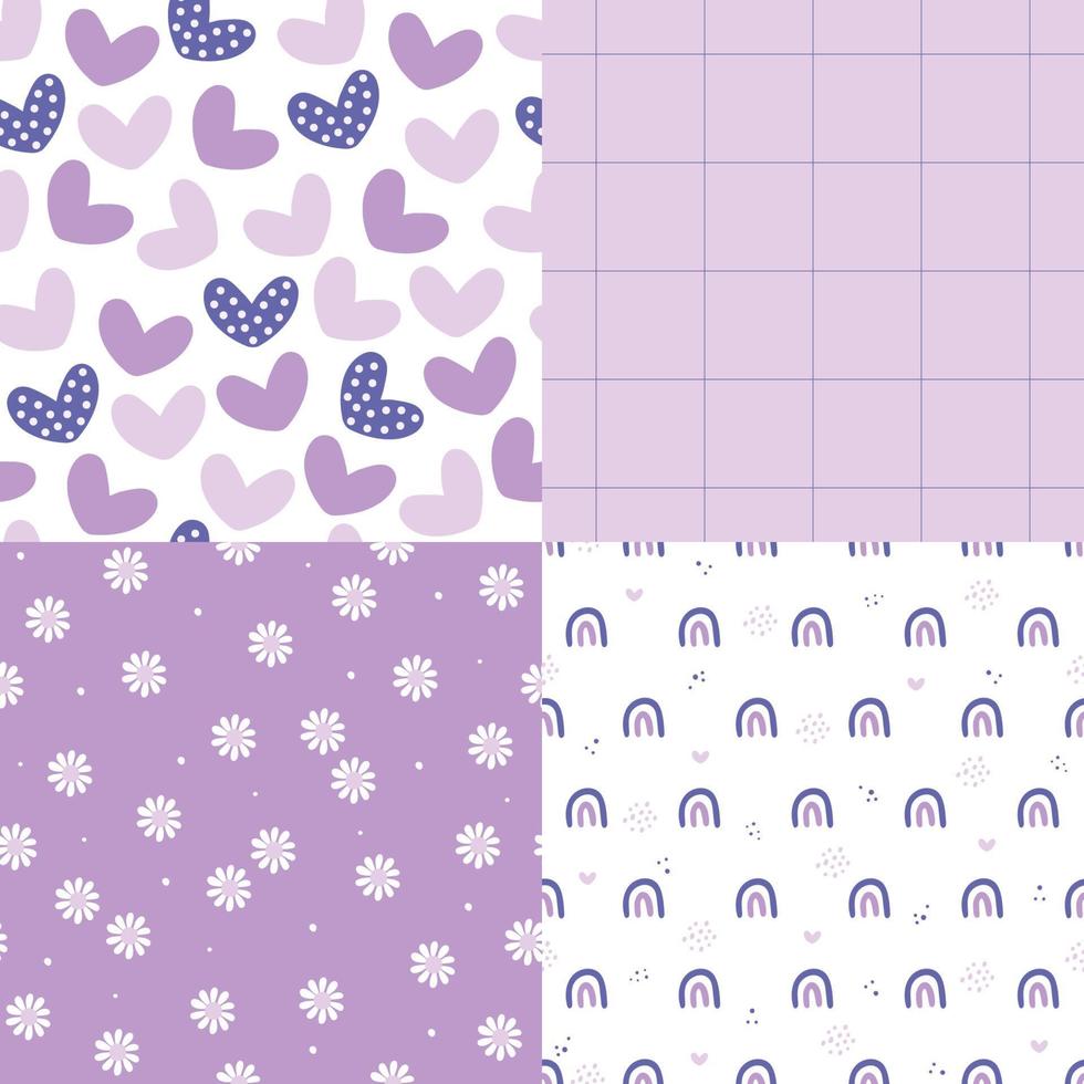 Set of very peri seamless patterns design for fashion, fabric, wallpaper and all prints on purple background color. Small very peri color pattern with flowers vector