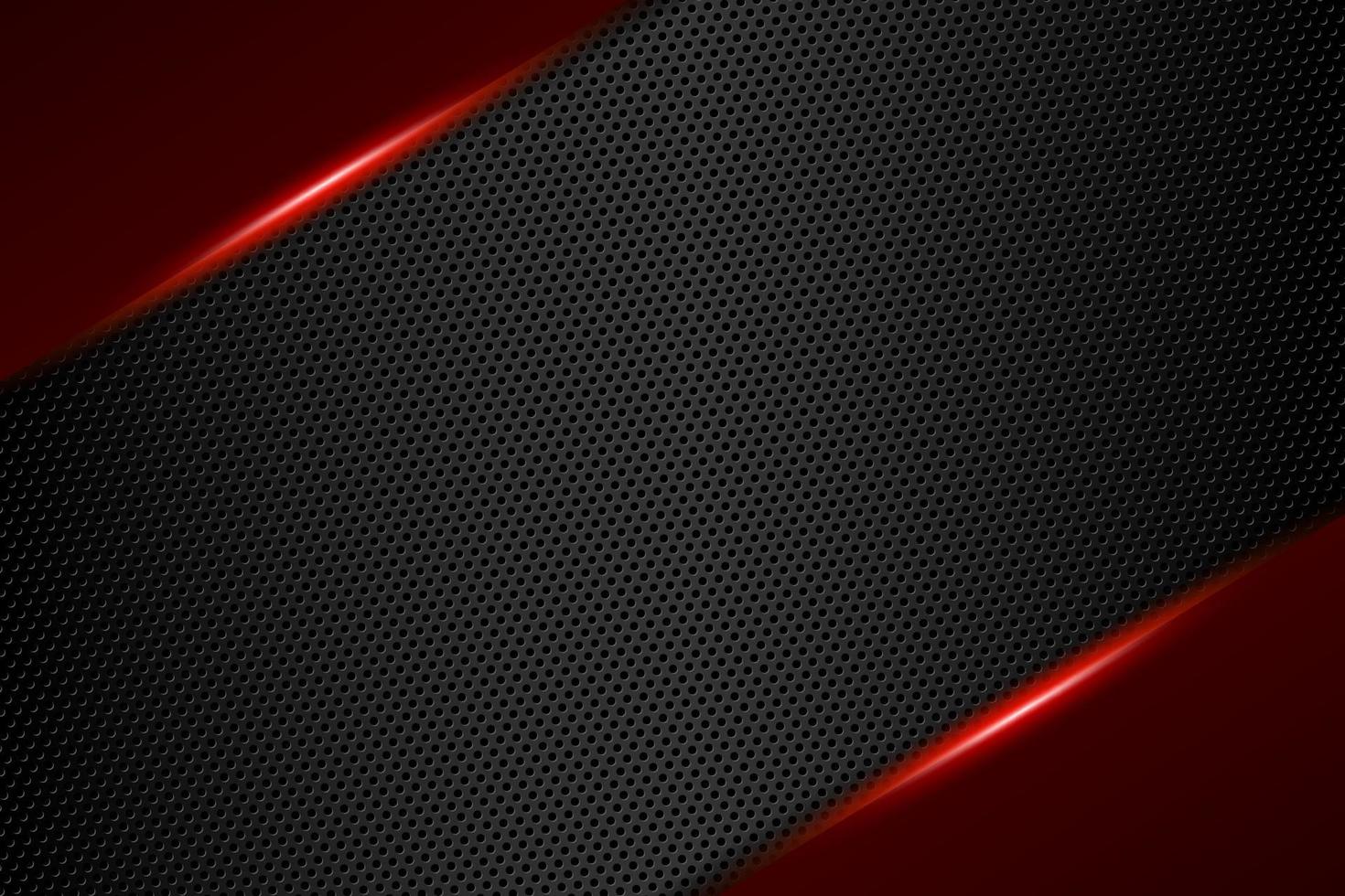 Abstract gamer background modern tech template design concept. Metallic red and black shiny color frame on carbon fiber material texture. Vector graphic game presentation layout eps illustration
