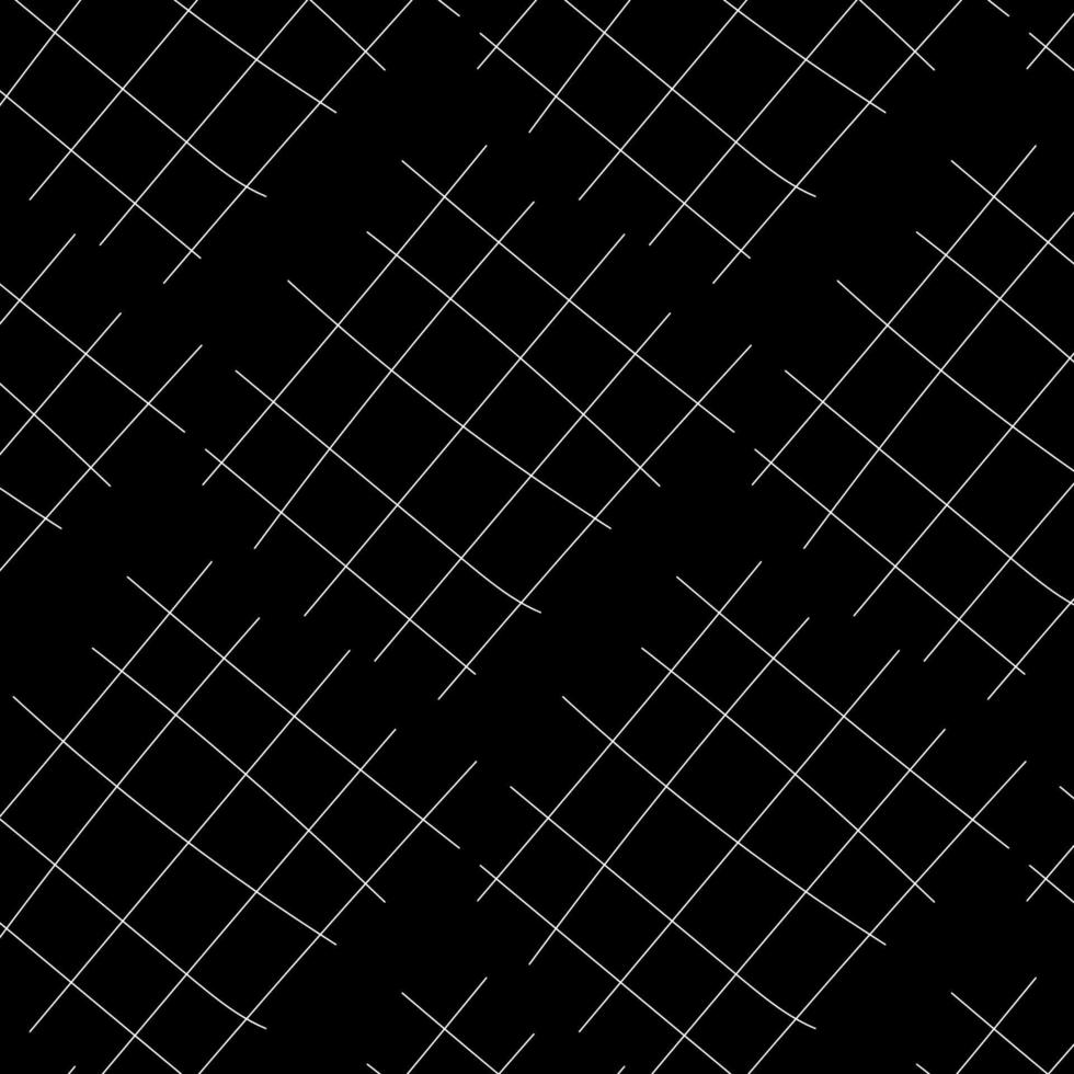 arte zen garabato fondo abstracto adornado. blanco dibujado a mano sobre rejillas negras. cuadrículas creativas textura monocromática zenart. diseño de superficie de zentángulo caótico repetido al azar. ilustración de pasos vectoriales vector