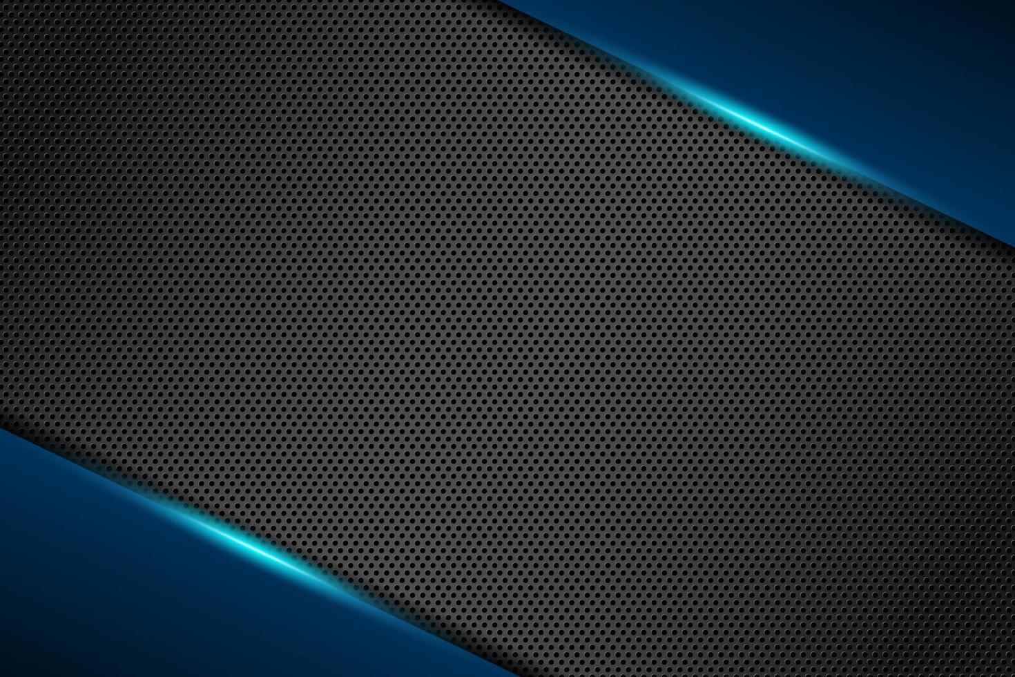 Abstract gamer background modern tech template design concept. Metallic blue and black shiny color frame on carbon fiber. Vector graphic game presentation layout eps illustration