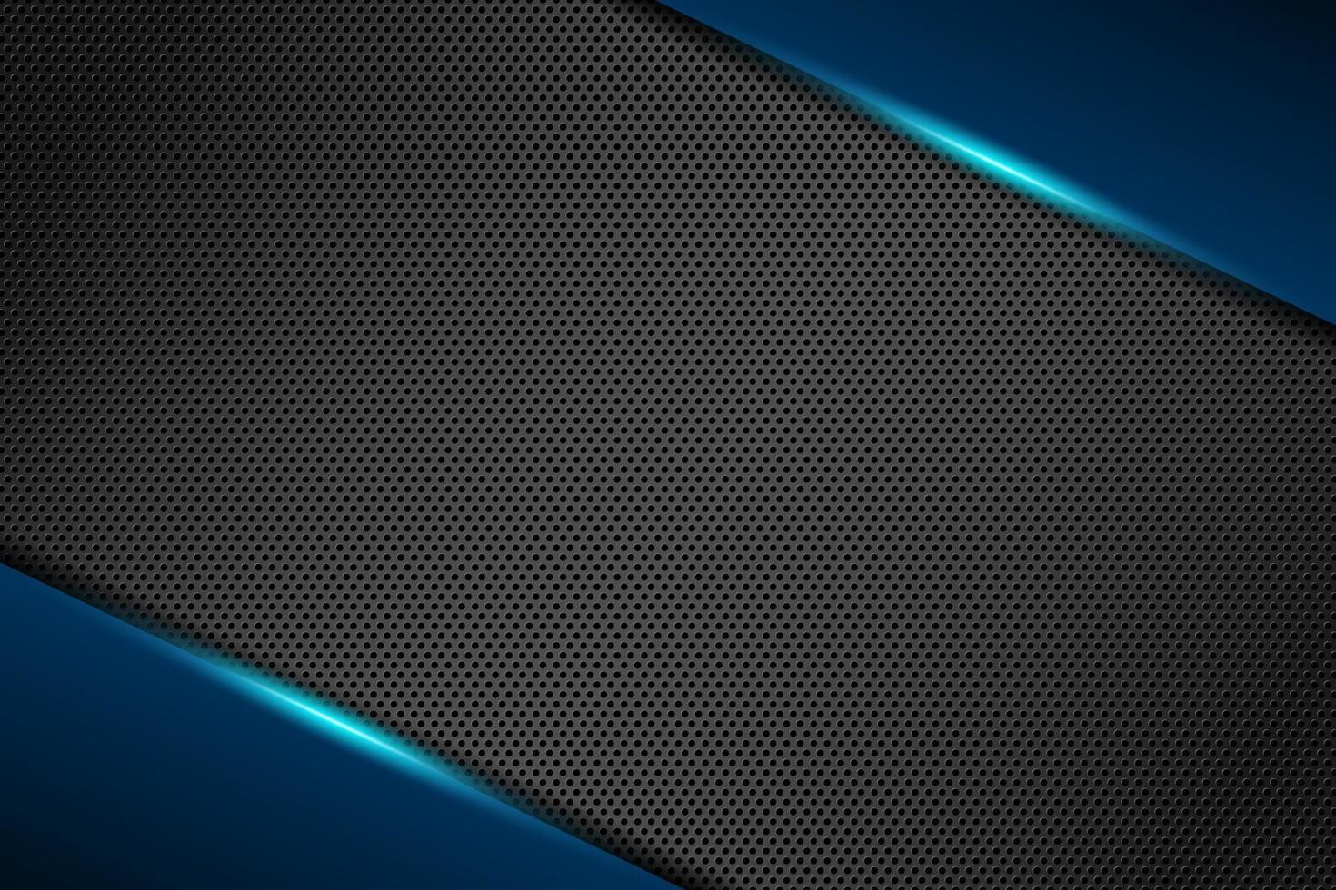 Abstract gamer background modern tech template design concept. Metallic blue and black shiny color frame on carbon fiber. Vector graphic game presentation layout eps illustration