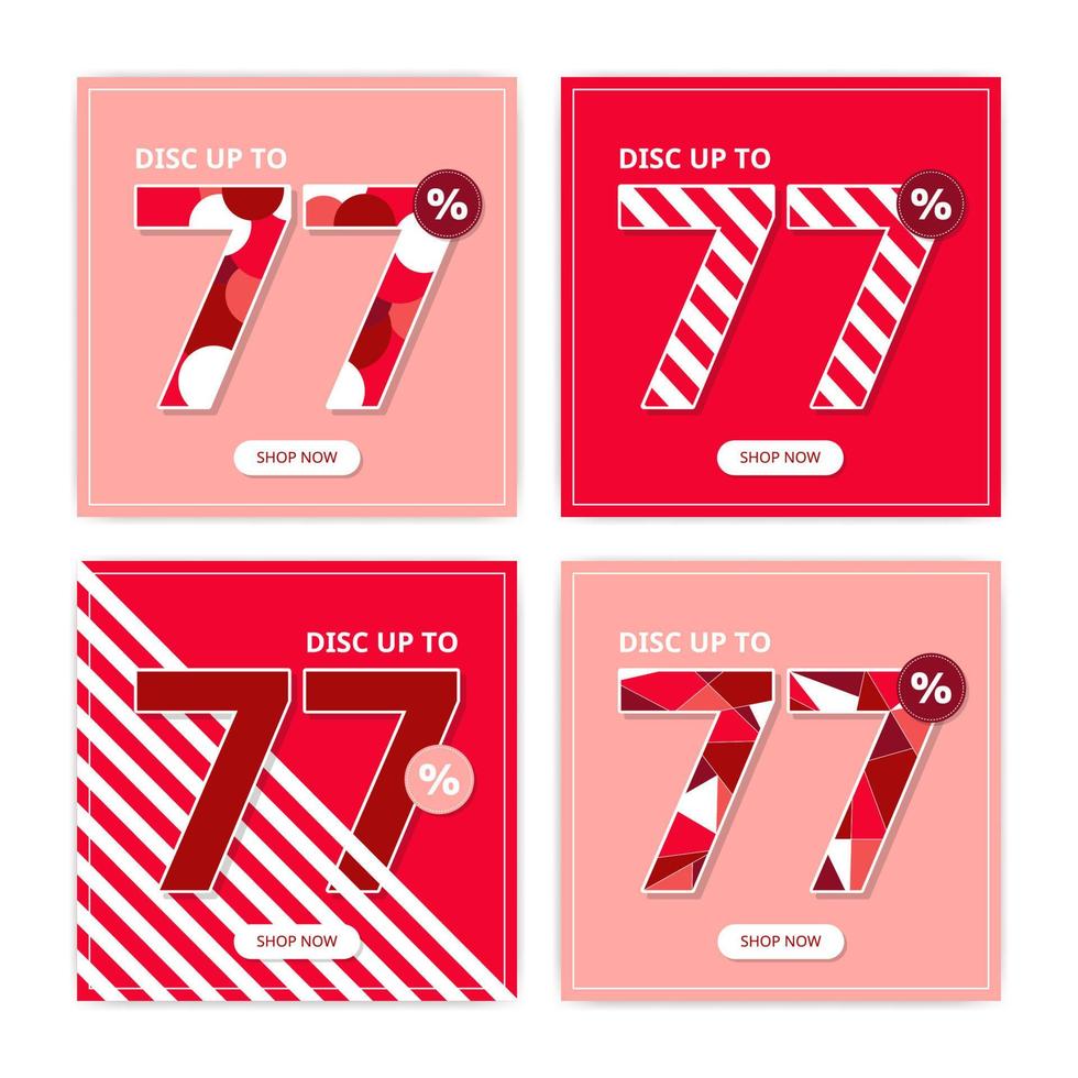 set of 77 percent poster design vector