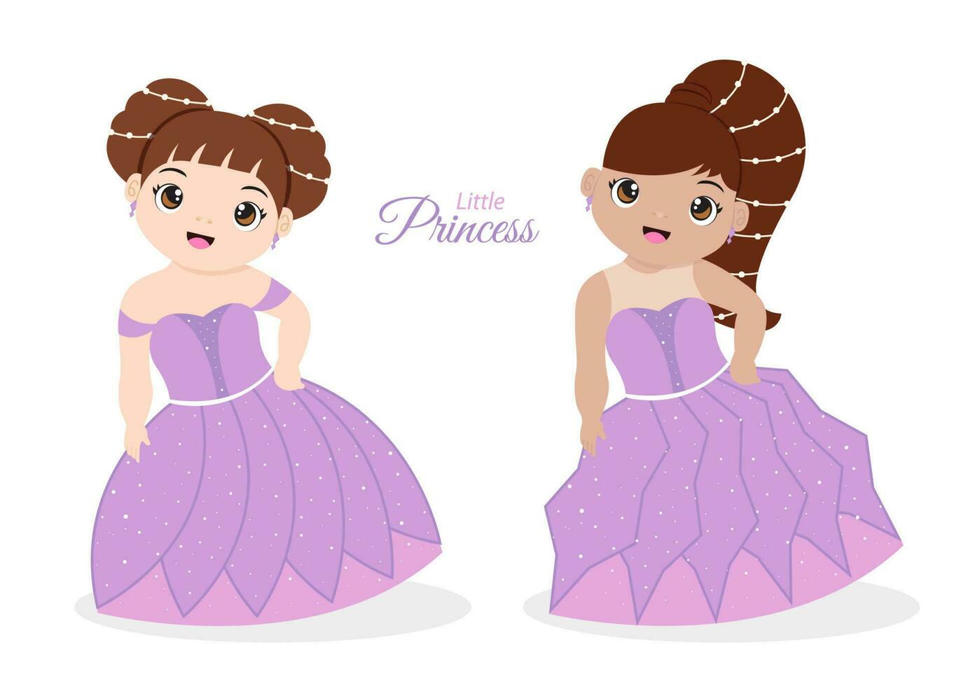 pareja de princesa morada en hermosa ilustración de vestido vector