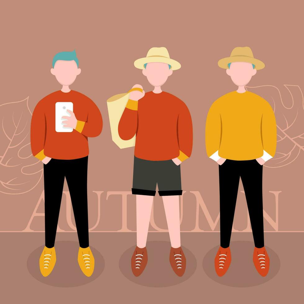 ilustración de vector plano de hombres de otoño