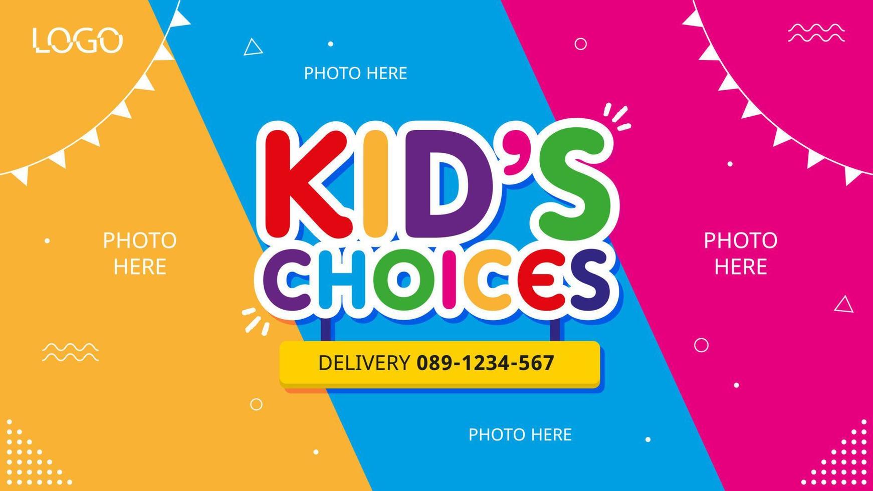 Kids food menu or fashion banner template vector