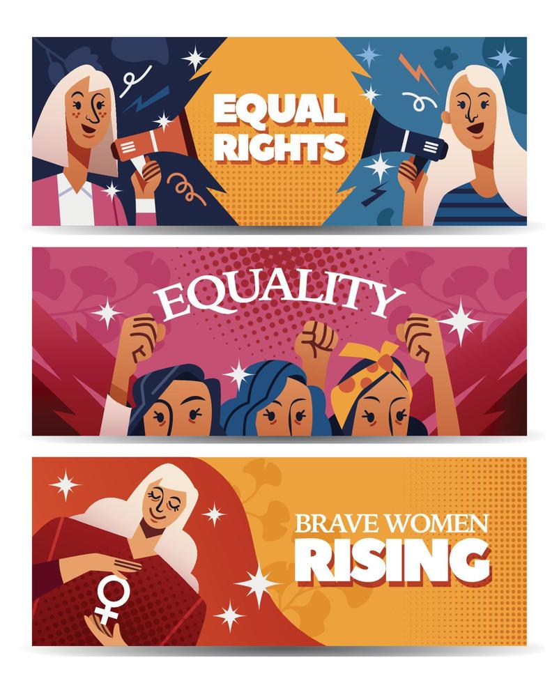 diseño de banner del día de la igualdad de la mujer vector