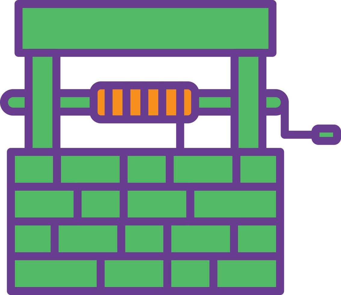 Water Well Line Filled Two Color vector