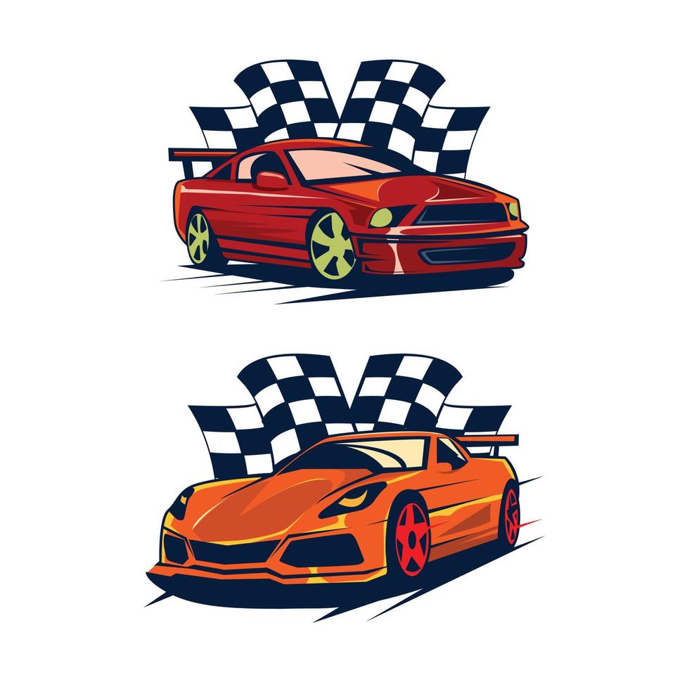 racer car and the flag vector