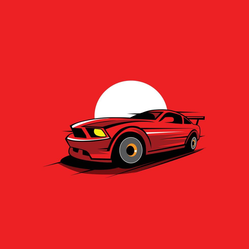 red car and the moon vector