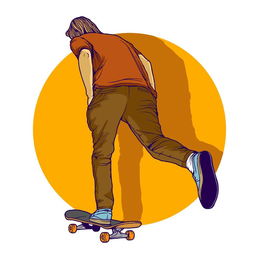 Line Art Skateboard Illustration Vector