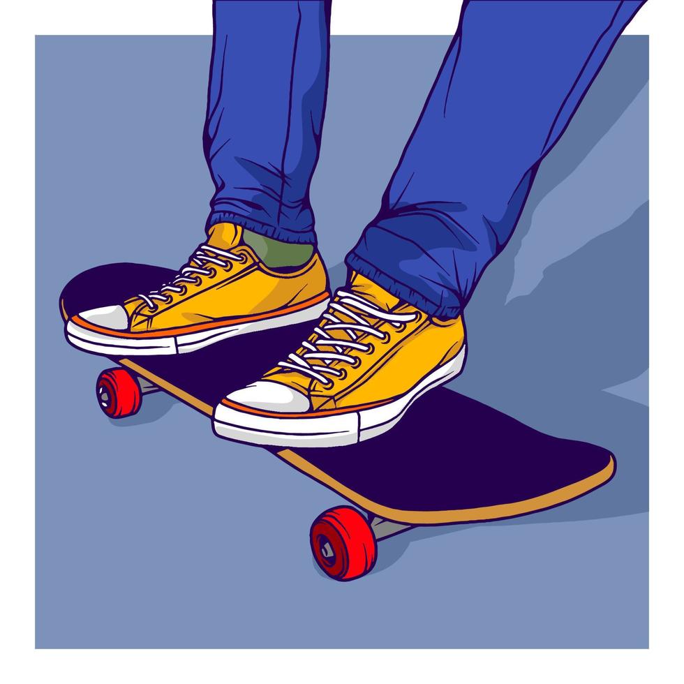 Line Art Skateboard Illustration Vector