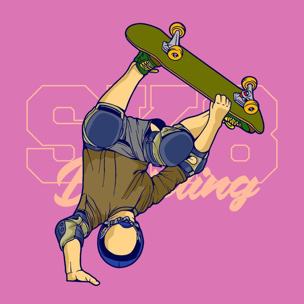 Line Art Skateboard Illustration Vector