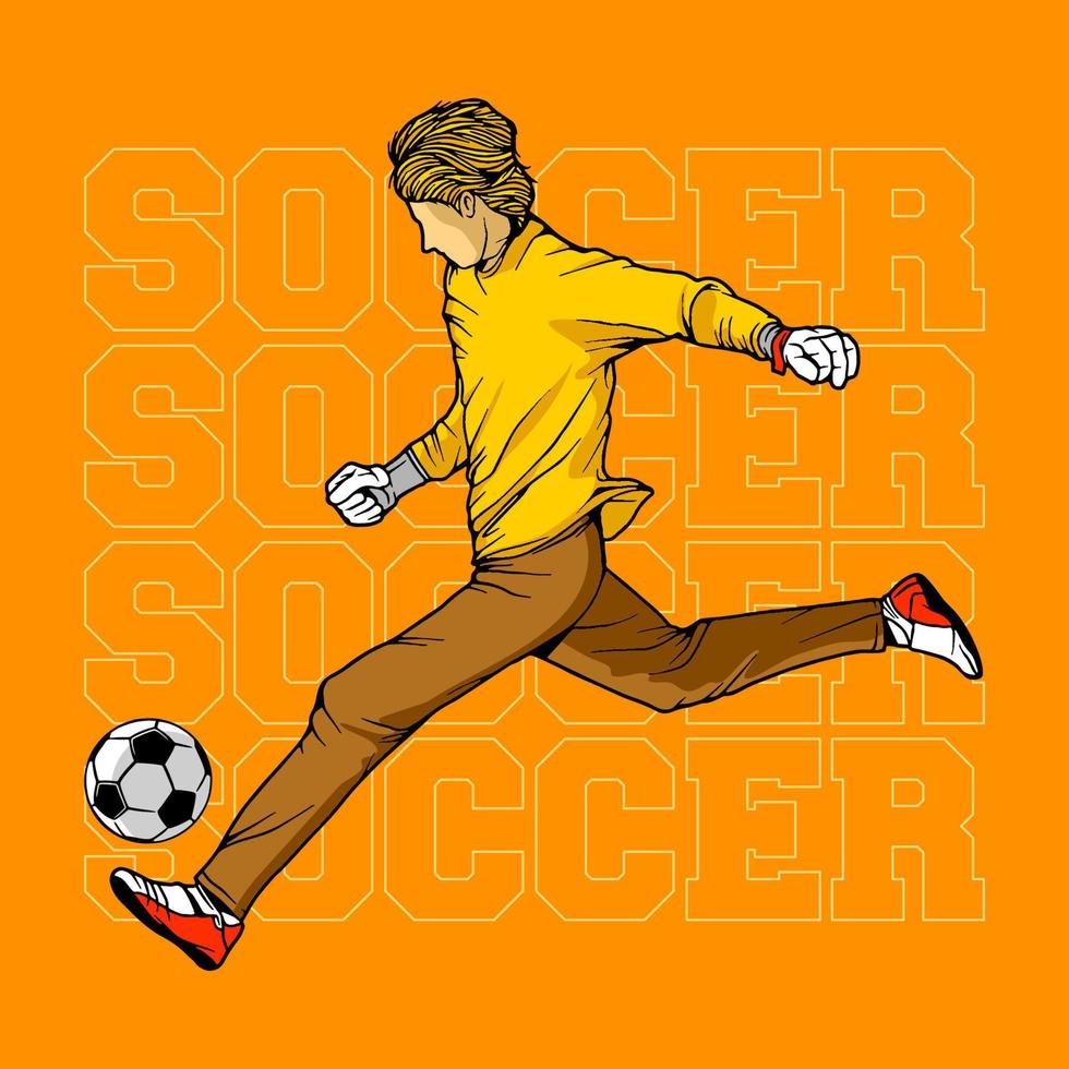 vector de ilustración de fútbol de arte de línea