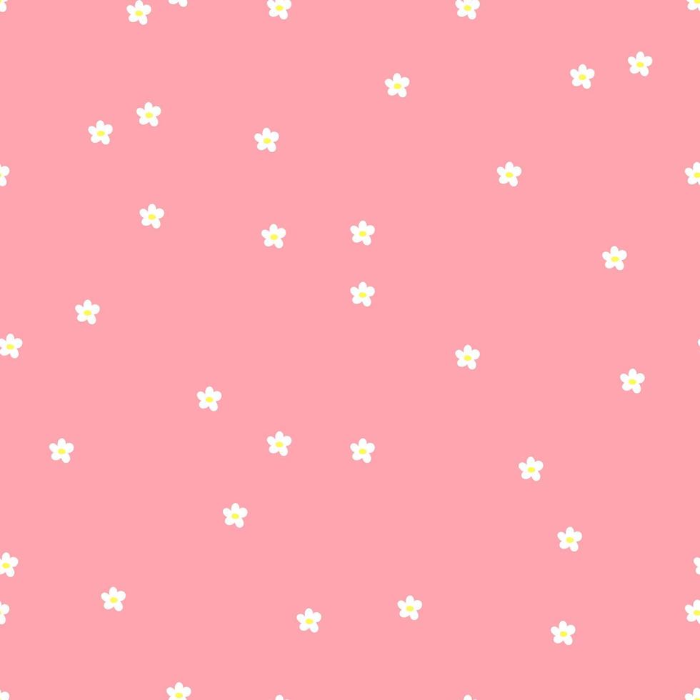 Cute little daisies on a pink background. Seamless pattern of small flowers. The elegant the template for fashion prints. Vector illustration