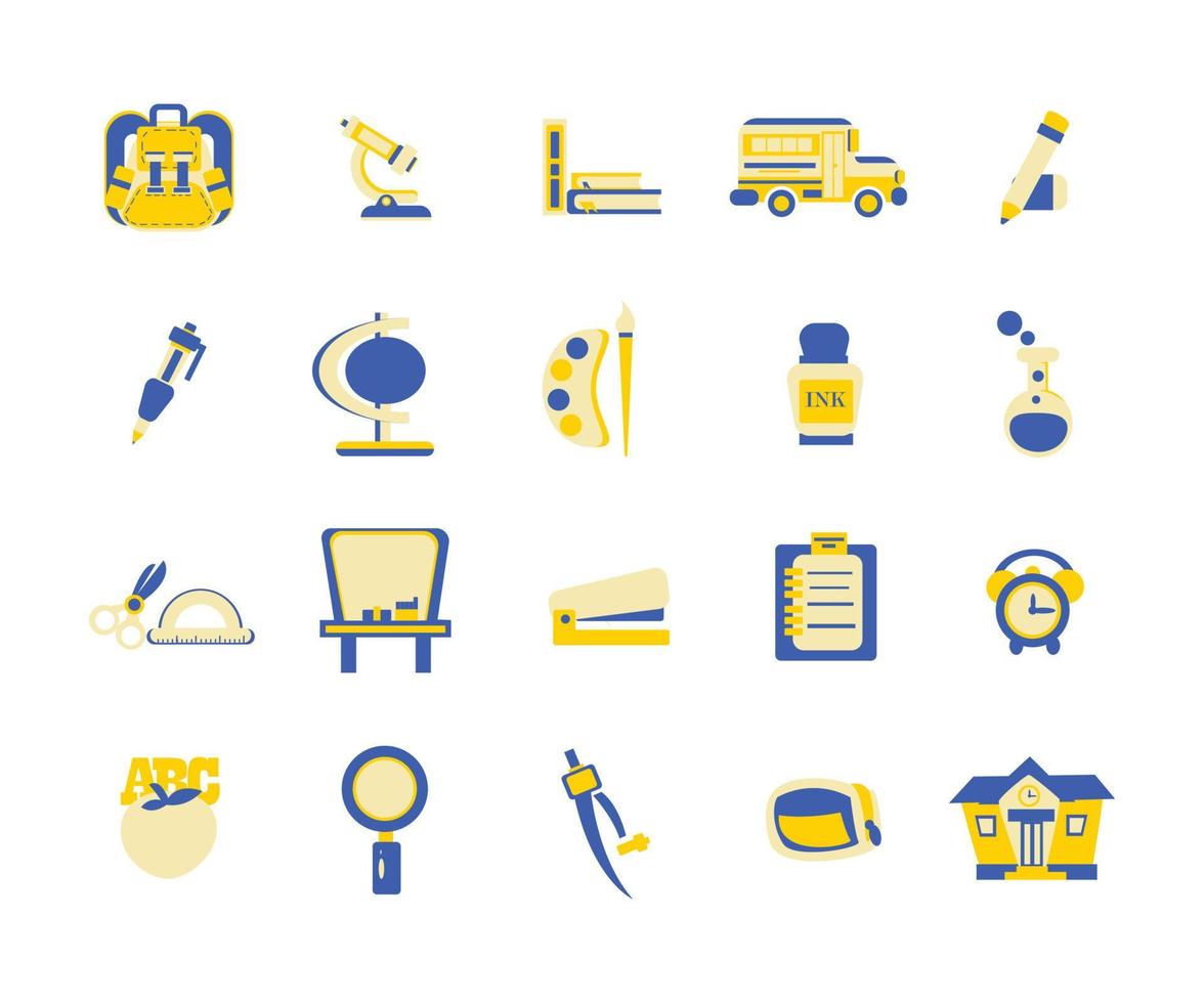 school or education collection set flat style vector
