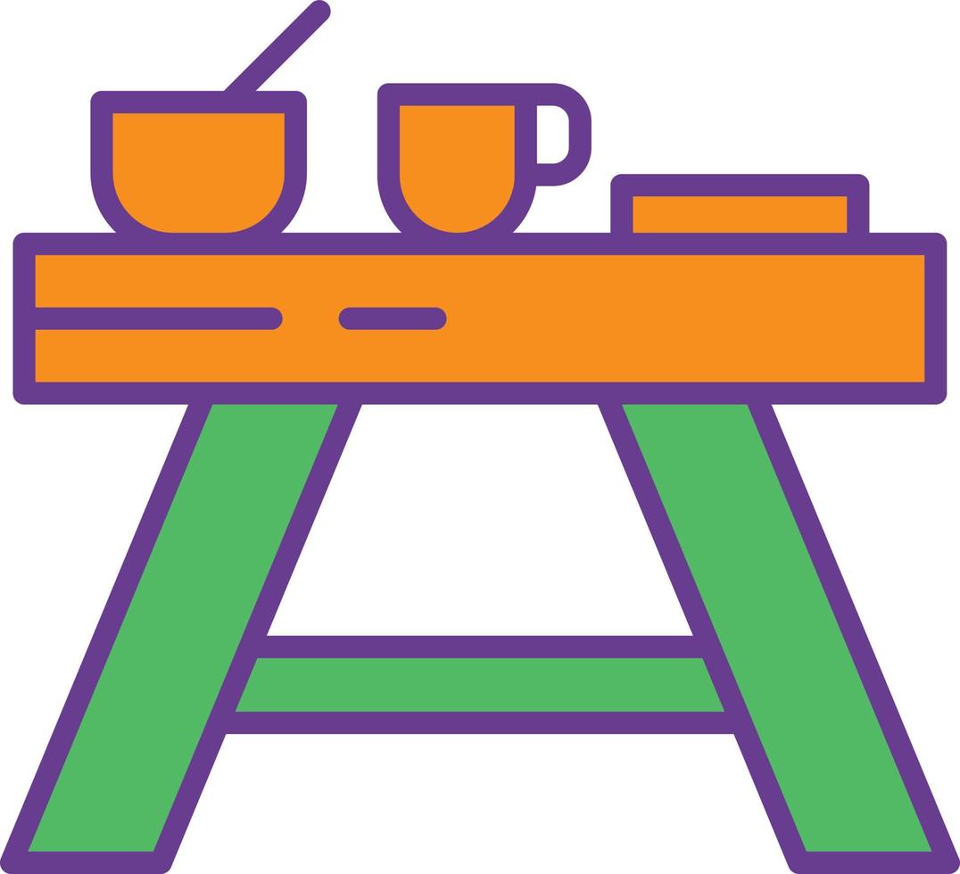 Camping Table Line Filled Two Color vector