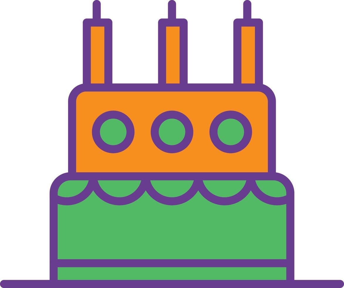 línea de pastel de cumpleaños llena de dos colores vector