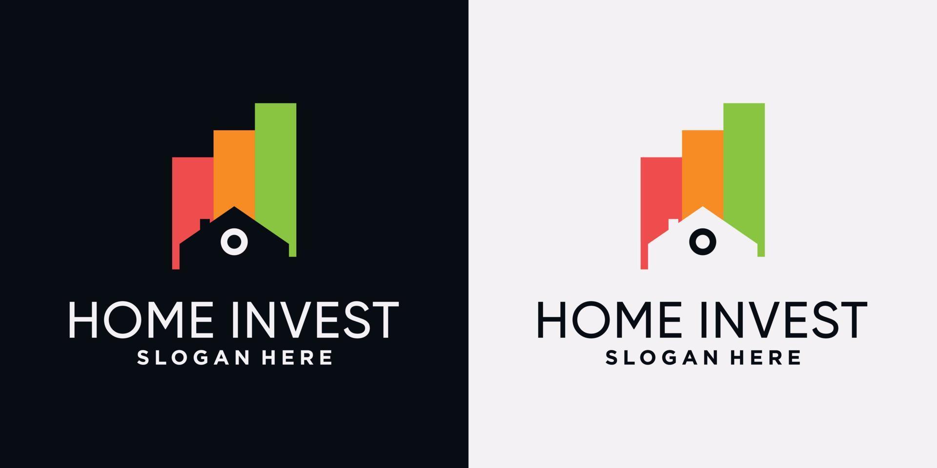 plantilla de diseño de logotipo de inversión en casa con concepto creativo vector