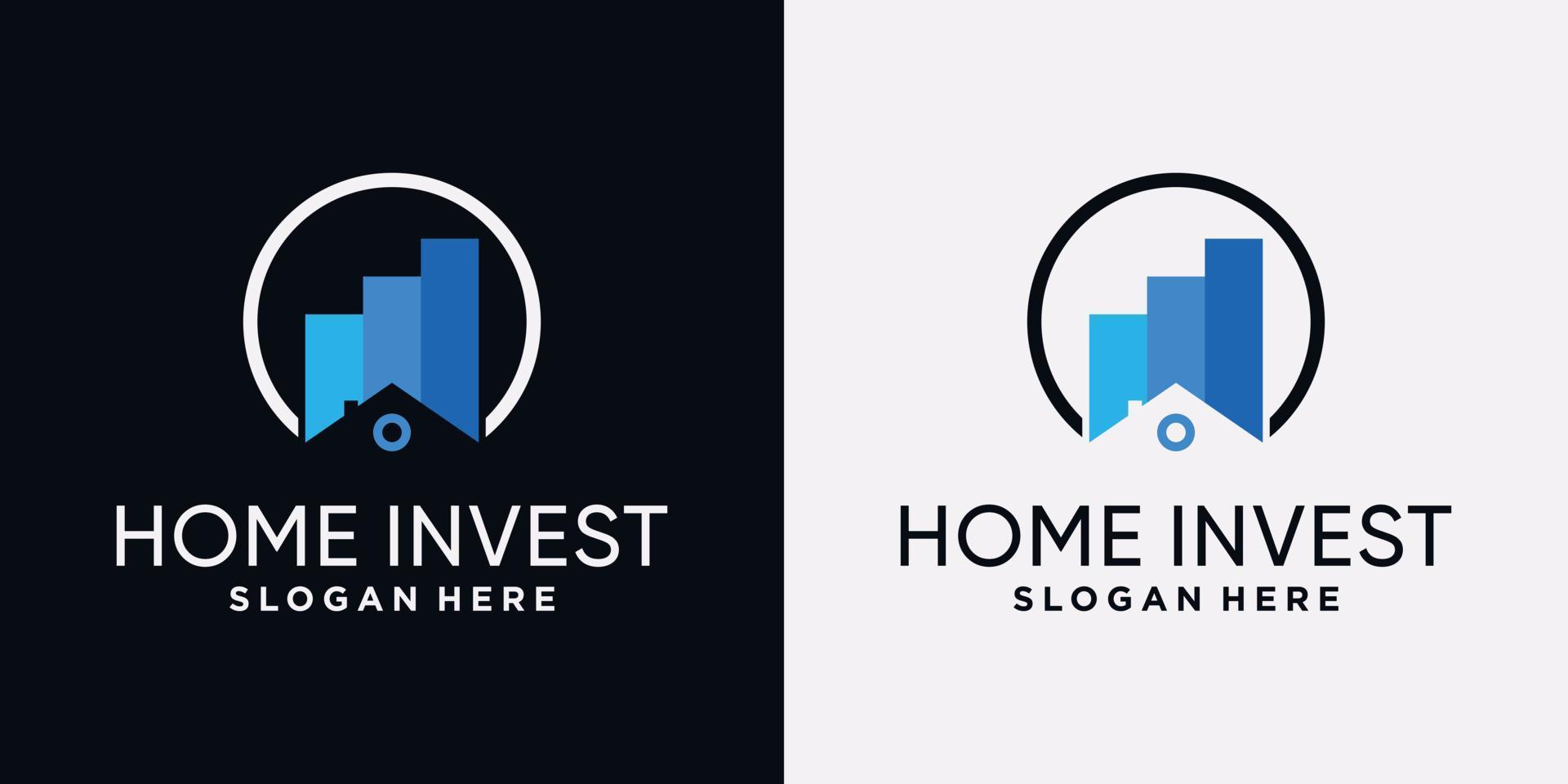 plantilla de diseño de logotipo de inversión en casa con concepto creativo vector